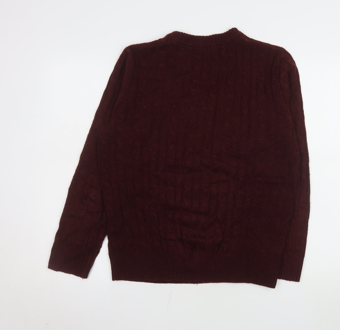 Lyle & Scott Men's Red Cable-Knit Cotton Crew Neck Jumper 2XL