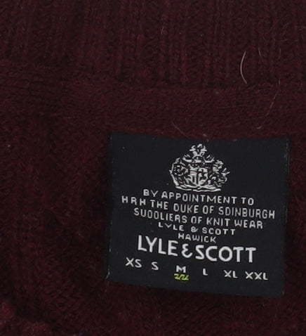 Lyle & Scott Men's Red Cable-Knit Cotton Crew Neck Jumper 2XL