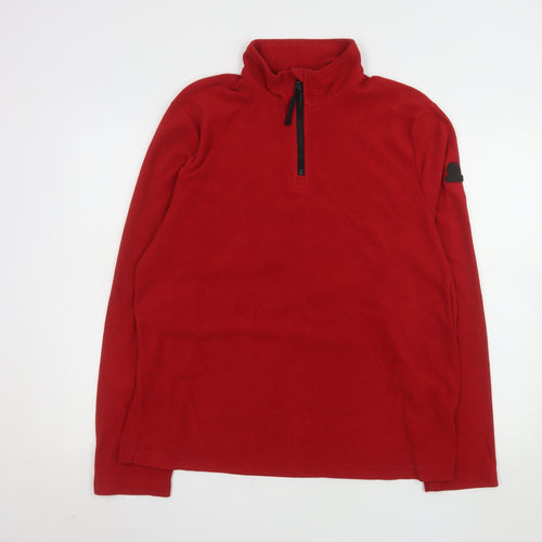 TOG24 Men's Red Fleece 1/4 Zip Pullover Sweatshirt L