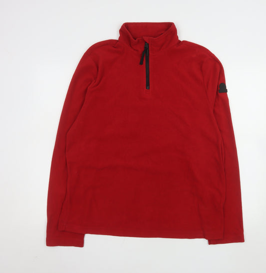 TOG24 Men's Red Fleece 1/4 Zip Pullover Sweatshirt L