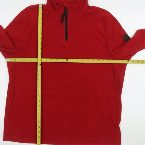TOG24 Men's Red Fleece 1/4 Zip Pullover Sweatshirt L