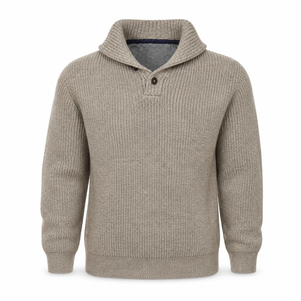 Maine New England Men’s Beige Cotton Henley Jumper L Chunky Knit