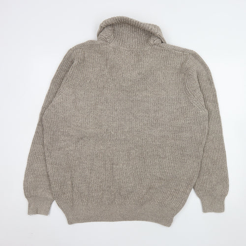 Maine New England Men’s Beige Cotton Henley Jumper L Chunky Knit