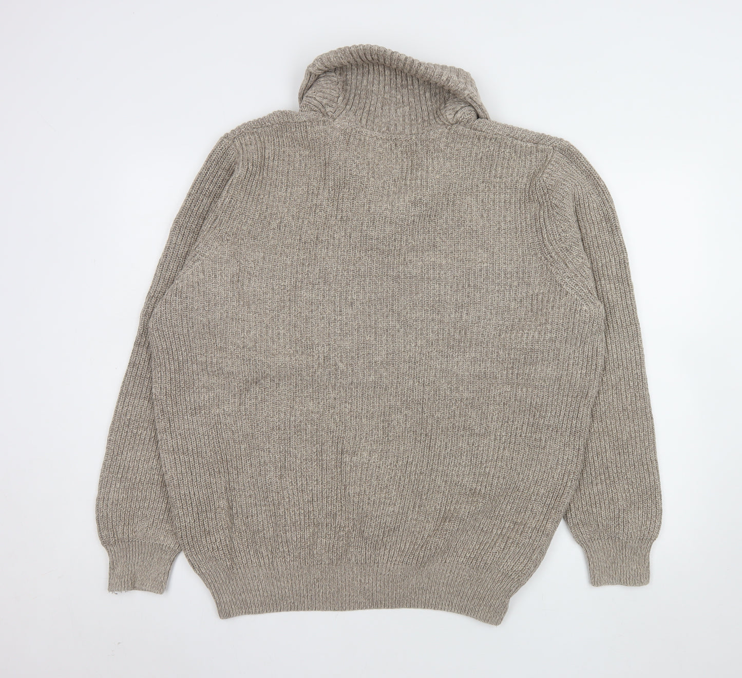 Maine New England Men’s Beige Cotton Henley Jumper L Chunky Knit