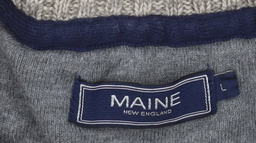 Maine New England Men’s Beige Cotton Henley Jumper L Chunky Knit