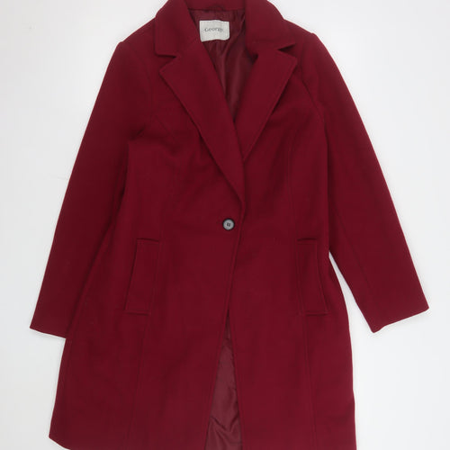 George Women's Red Long Overcoat Size 14 Classic Polyester