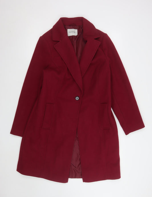 George Women's Red Long Overcoat Size 14 Classic Polyester