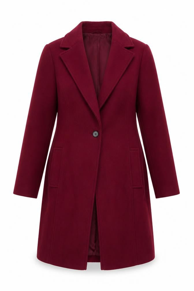Front view of George Women's Red Long Overcoat, size 14, Classic Polyester
