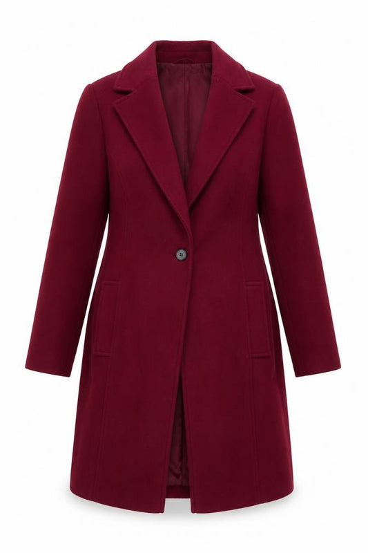 Front view of George Women's Red Long Overcoat, size 14, Classic Polyester