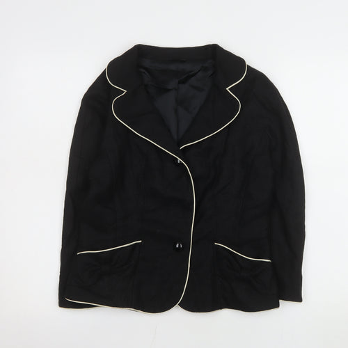 Hobbs Women Black Regular Fit Single-Breasted Blazer Size 12