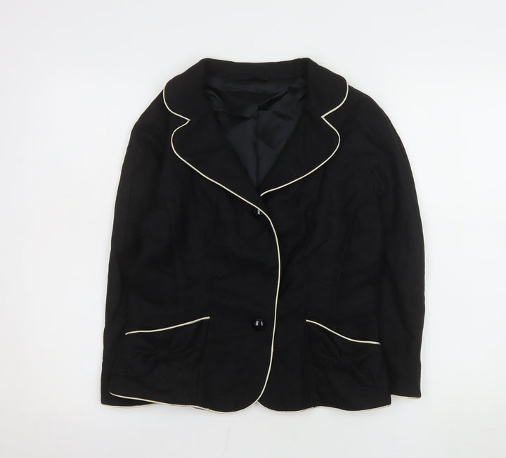 Hobbs Women Black Regular Fit Single-Breasted Blazer Size 12