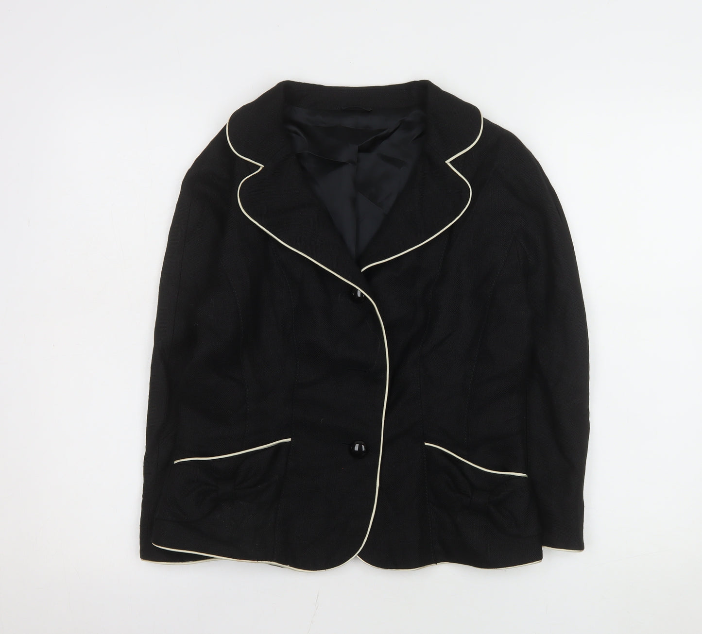 Hobbs Women Black Regular Fit Single-Breasted Blazer Size 12