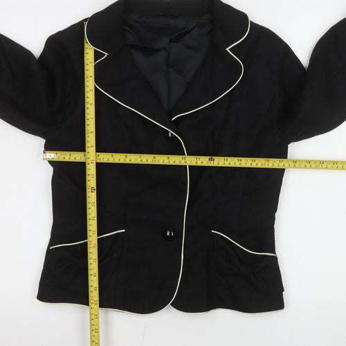 Hobbs Women Black Regular Fit Single-Breasted Blazer Size 12