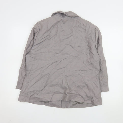 East Women Grey Linen Single-Breasted Suit Jacket Size 18
