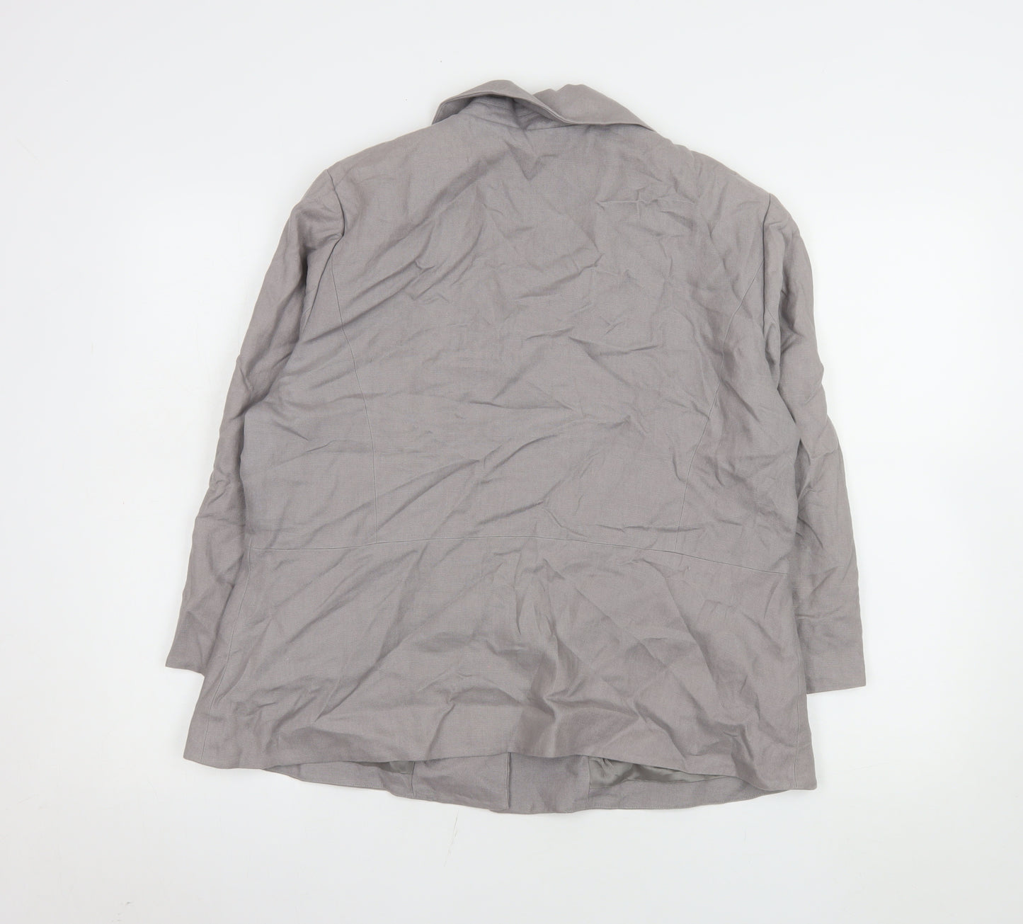 East Women Grey Linen Single-Breasted Suit Jacket Size 18
