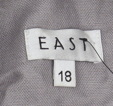 East Women Grey Linen Single-Breasted Suit Jacket Size 18