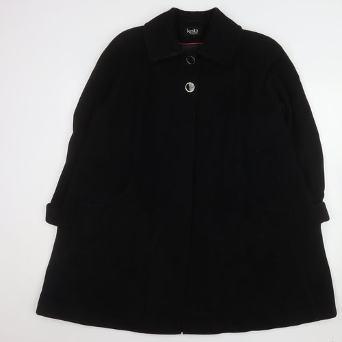 Kesta London Women's Black Wool Blend Mid-Length Coat Size 10