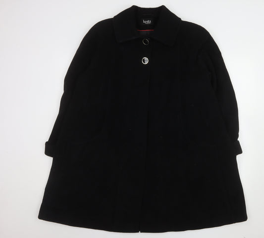 Kesta London Women's Black Wool Blend Mid-Length Coat Size 10
