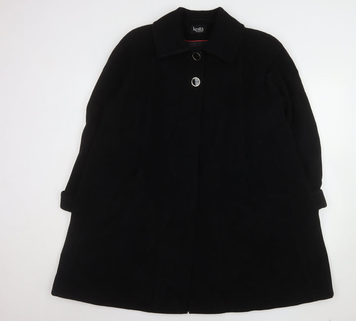 Kesta London Women's Black Wool Blend Mid-Length Coat Size 10