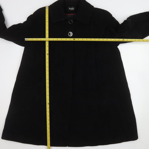 Kesta London Women's Black Wool Blend Mid-Length Coat Size 10