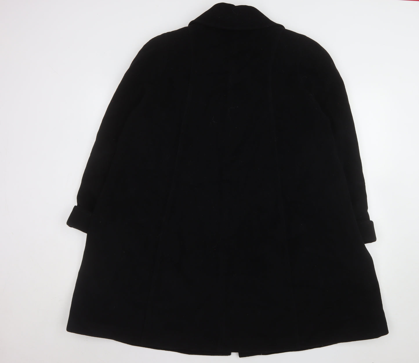 Kesta London Women's Black Wool Blend Mid-Length Coat Size 10