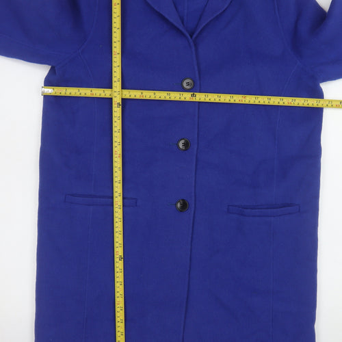 Jigsaw Women's Blue Wool Long Overcoat M Classic Business Style