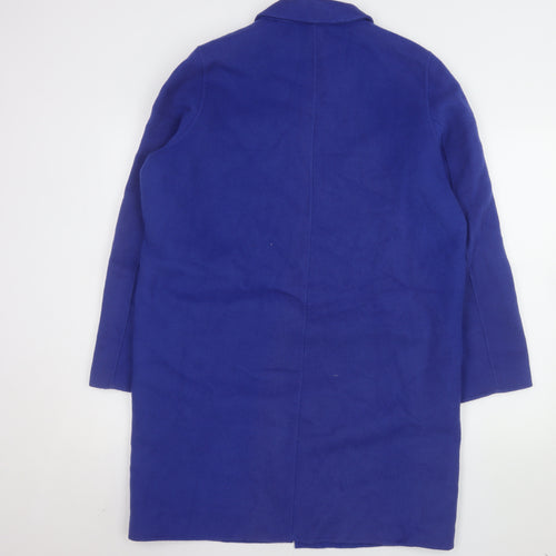 Jigsaw Women's Blue Wool Long Overcoat M Classic Business Style