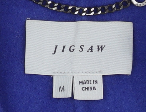 Jigsaw Women's Blue Wool Long Overcoat M Classic Business Style