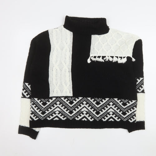 Select Women’s Black Roll Neck Cable-Knit Jumper Size 14