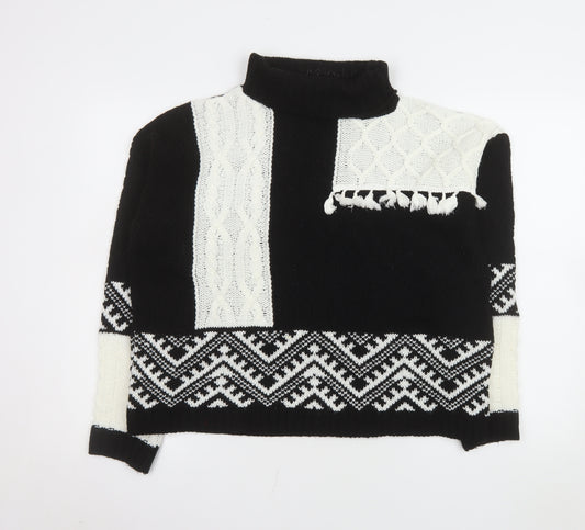 Select Women’s Black Roll Neck Cable-Knit Jumper Size 14