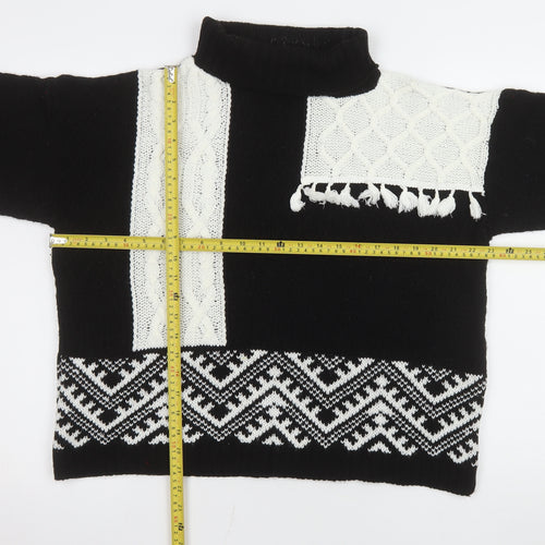 Select Women’s Black Roll Neck Cable-Knit Jumper Size 14