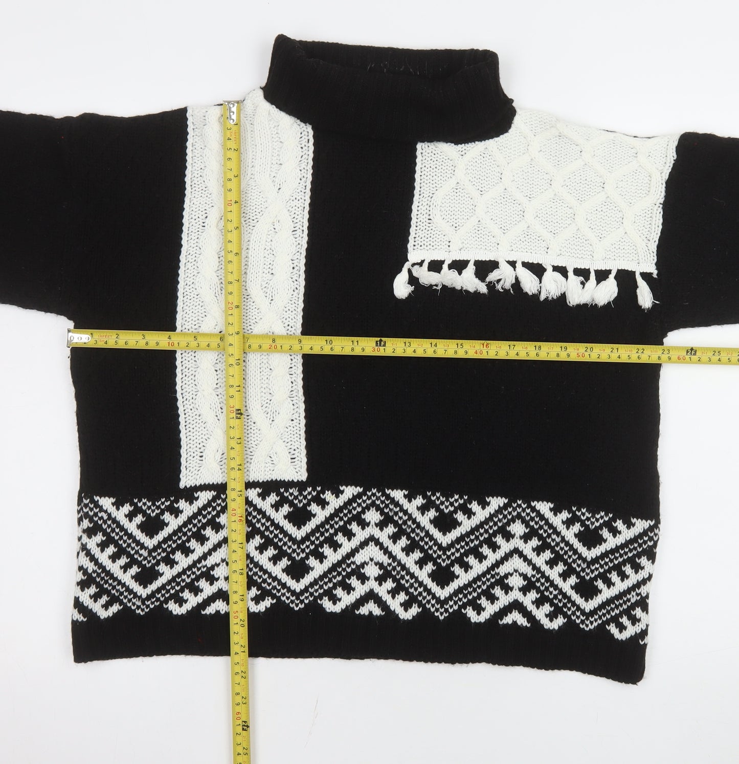 Select Women’s Black Roll Neck Cable-Knit Jumper Size 14