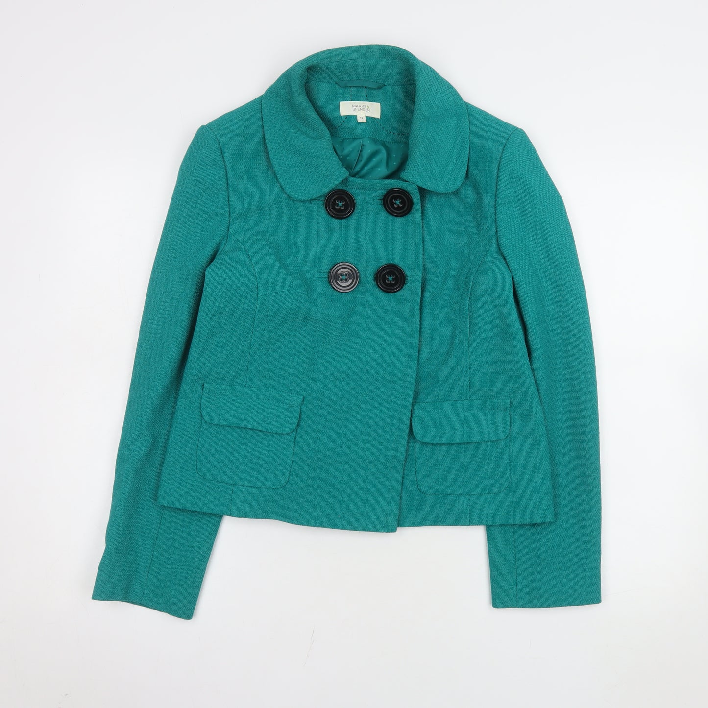 Marks and Spencer Women’s Green Pea Coat Short Jacket UK 12