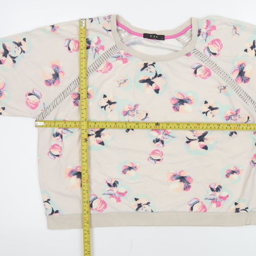 Vila Womens Beige Floral Relaxed Fit Jersey T-Shirt XL