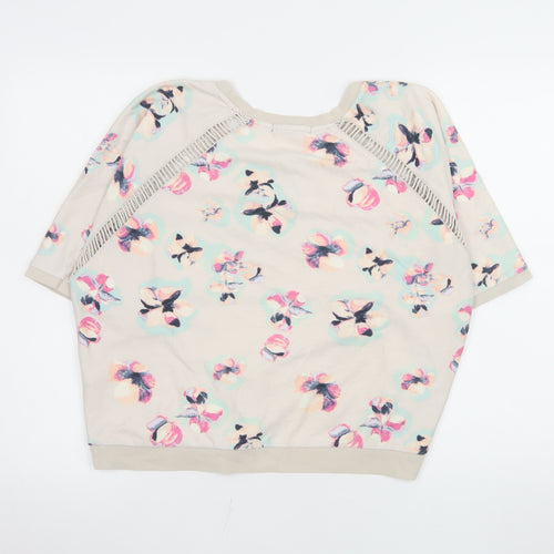 Vila Womens Beige Floral Relaxed Fit Jersey T-Shirt XL