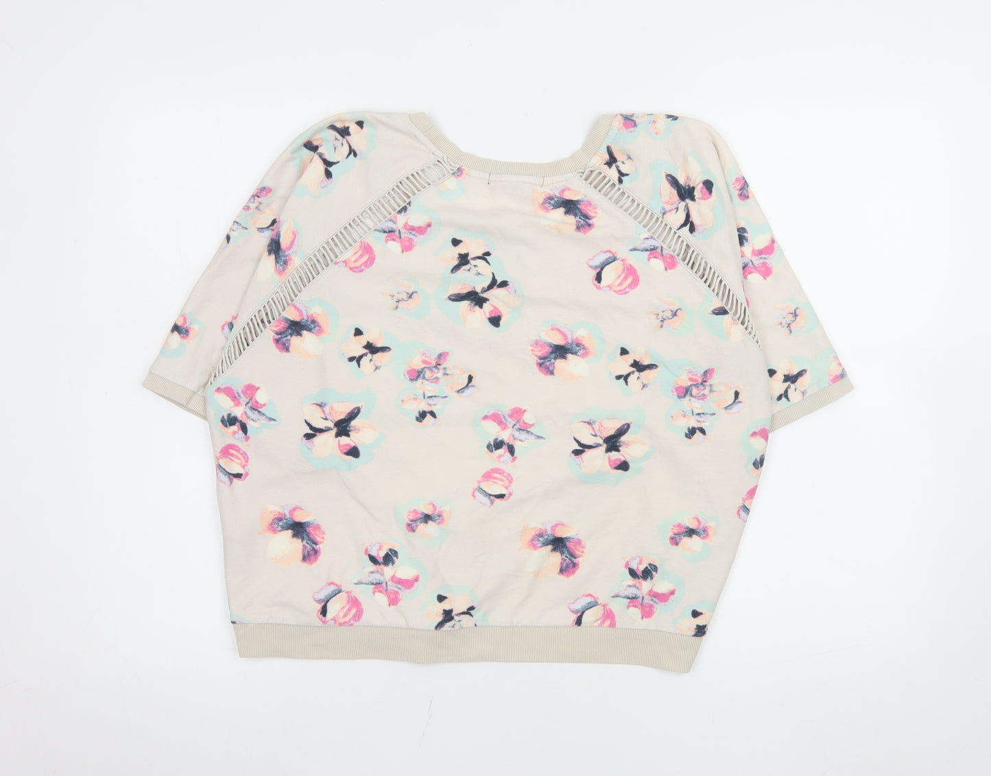 Vila Womens Beige Floral Relaxed Fit Jersey T-Shirt XL