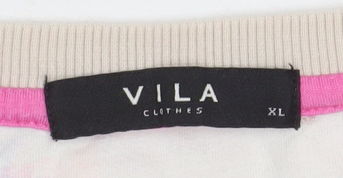 Vila Womens Beige Floral Relaxed Fit Jersey T-Shirt XL