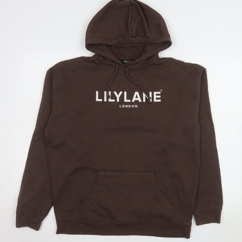 Lilylane London Brown Women's Medium Pullover Hoodie Cotton Blend