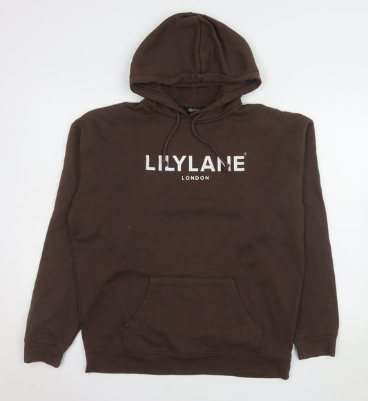 Lilylane London Brown Women's Medium Pullover Hoodie Cotton Blend