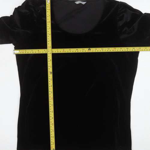 Marks and Spencer Women’s Black Velvet Short Sleeve Scoop Neck Top Size 14