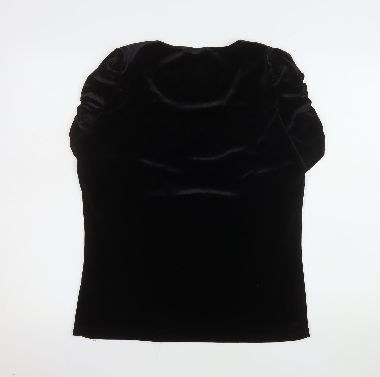 Marks and Spencer Women’s Black Velvet Short Sleeve Scoop Neck Top Size 14