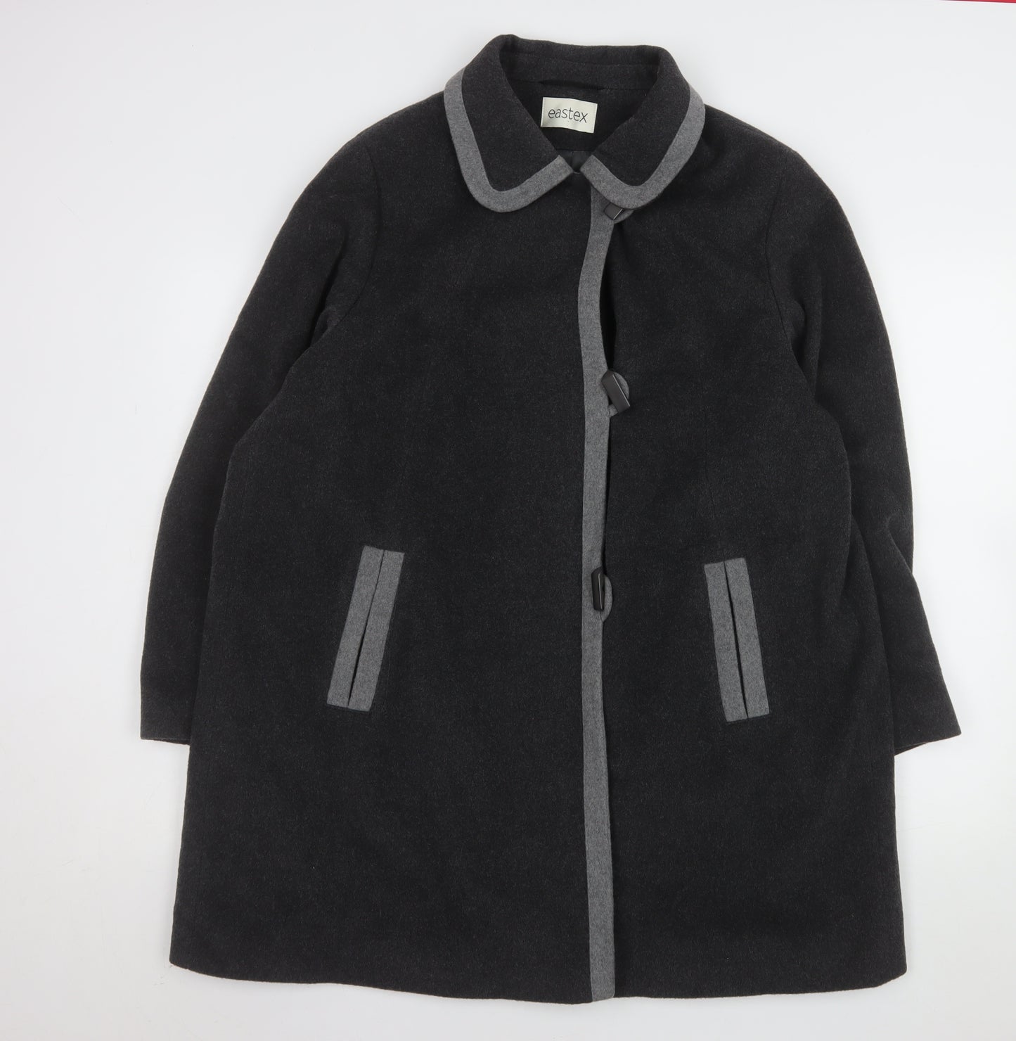 Eastex Women's Black Wool Cashmere Blend Mid-Length Coat Size 16