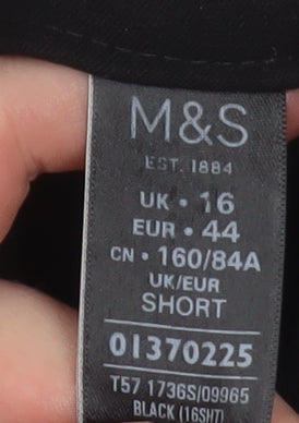 Marks and Spencer Womens Black Size 16 Straight Leg Trousers