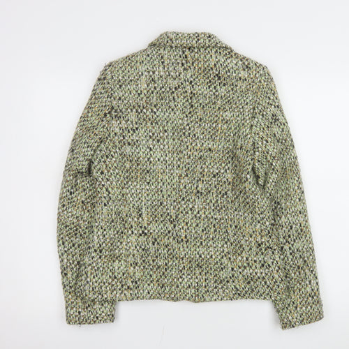 Gerry Weber Women's Green Tweed Wool Blend Blazer Jacket Size 10
