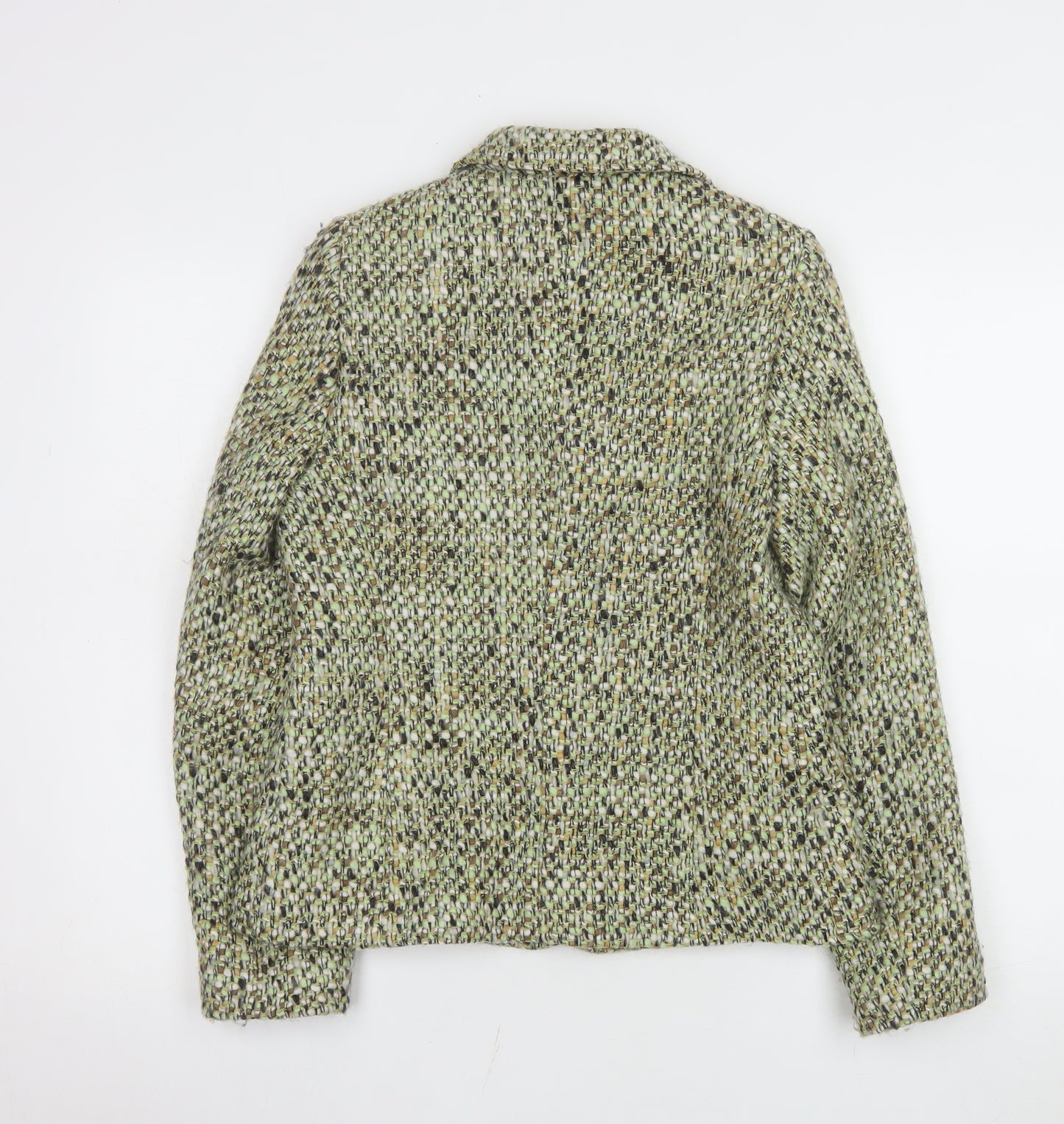 Gerry Weber Women's Green Tweed Wool Blend Blazer Jacket Size 10