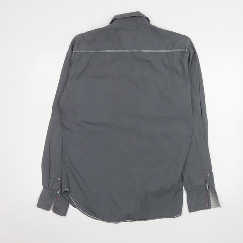 Lewis & Finch Mens Grey Cotton Long Sleeve Button-Up Shirt Size L
