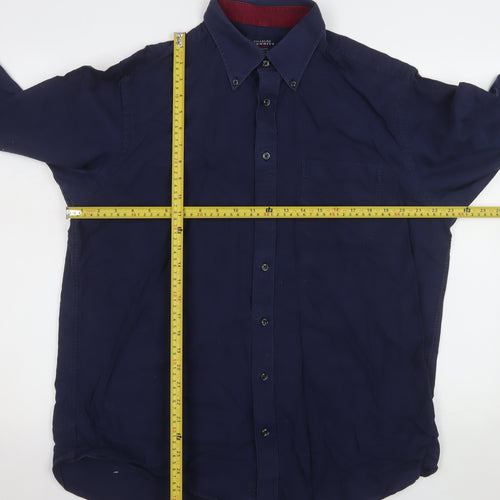 Charles Tyrwhitt Men's Blue Classic Fit Long Sleeve Button-Up Shirt L