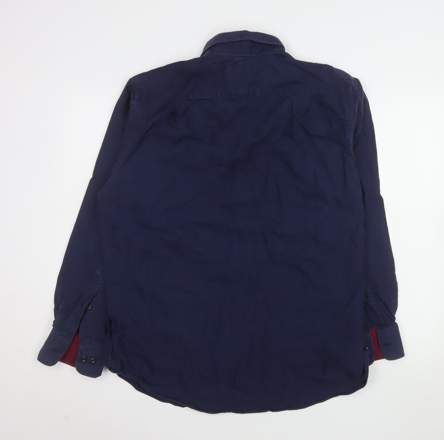 Charles Tyrwhitt Men's Blue Classic Fit Long Sleeve Button-Up Shirt L