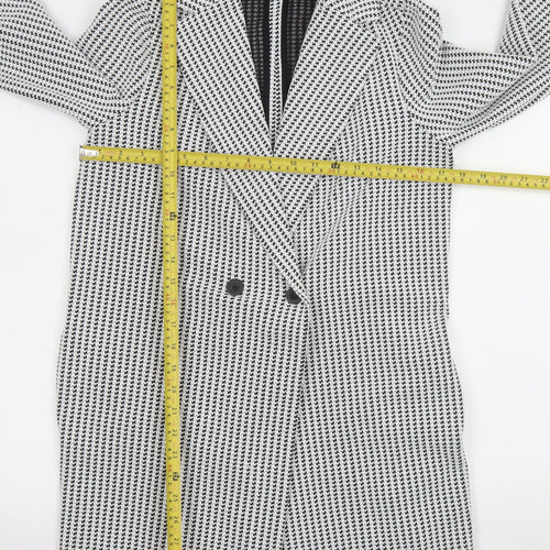 Next Women’s Black Houndstooth Coat Size 10 Classic Mid-Length