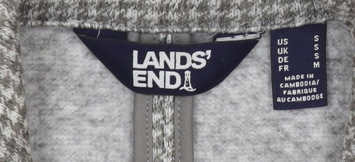 Lands' End Women Grey Houndstooth Single-Breasted Blazer Size S